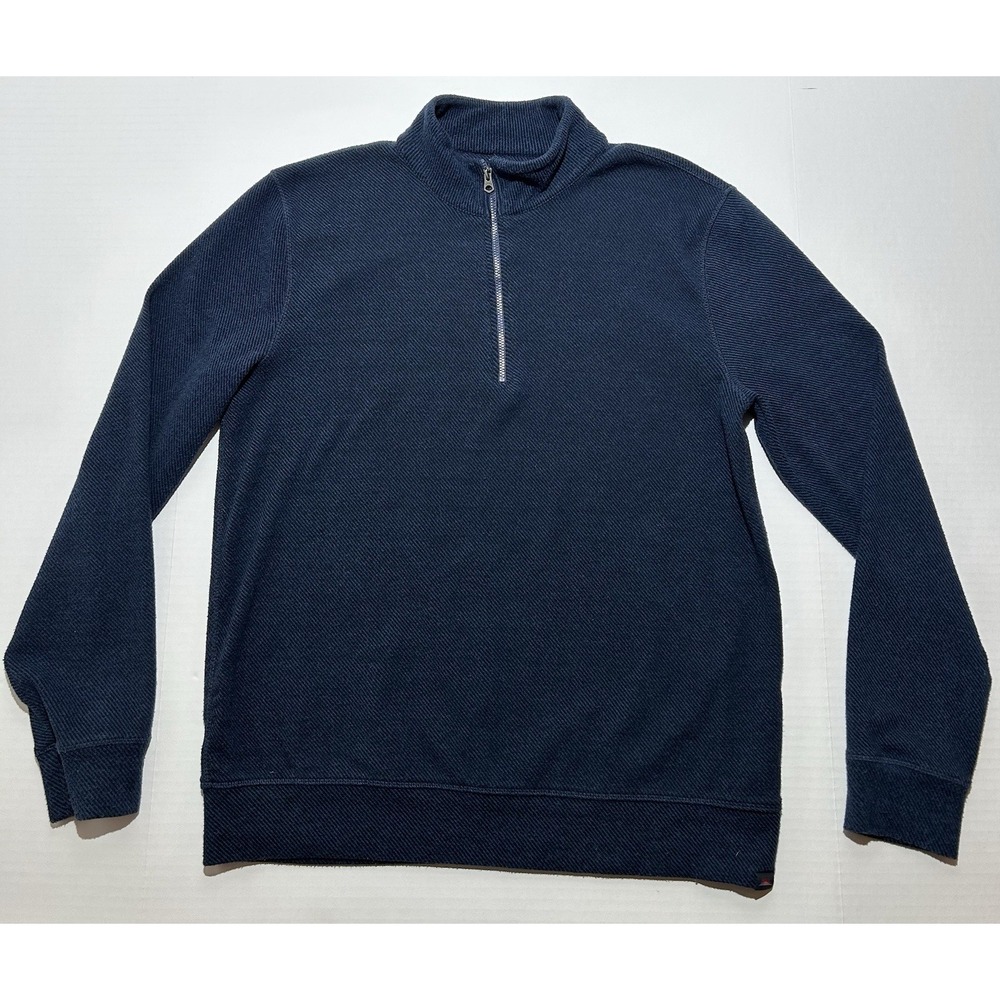 Faherty Legend Sweater 1/4 Zip Pullover Navy Blue Men's Size Medium Casual EUC - Picture 1 of 8